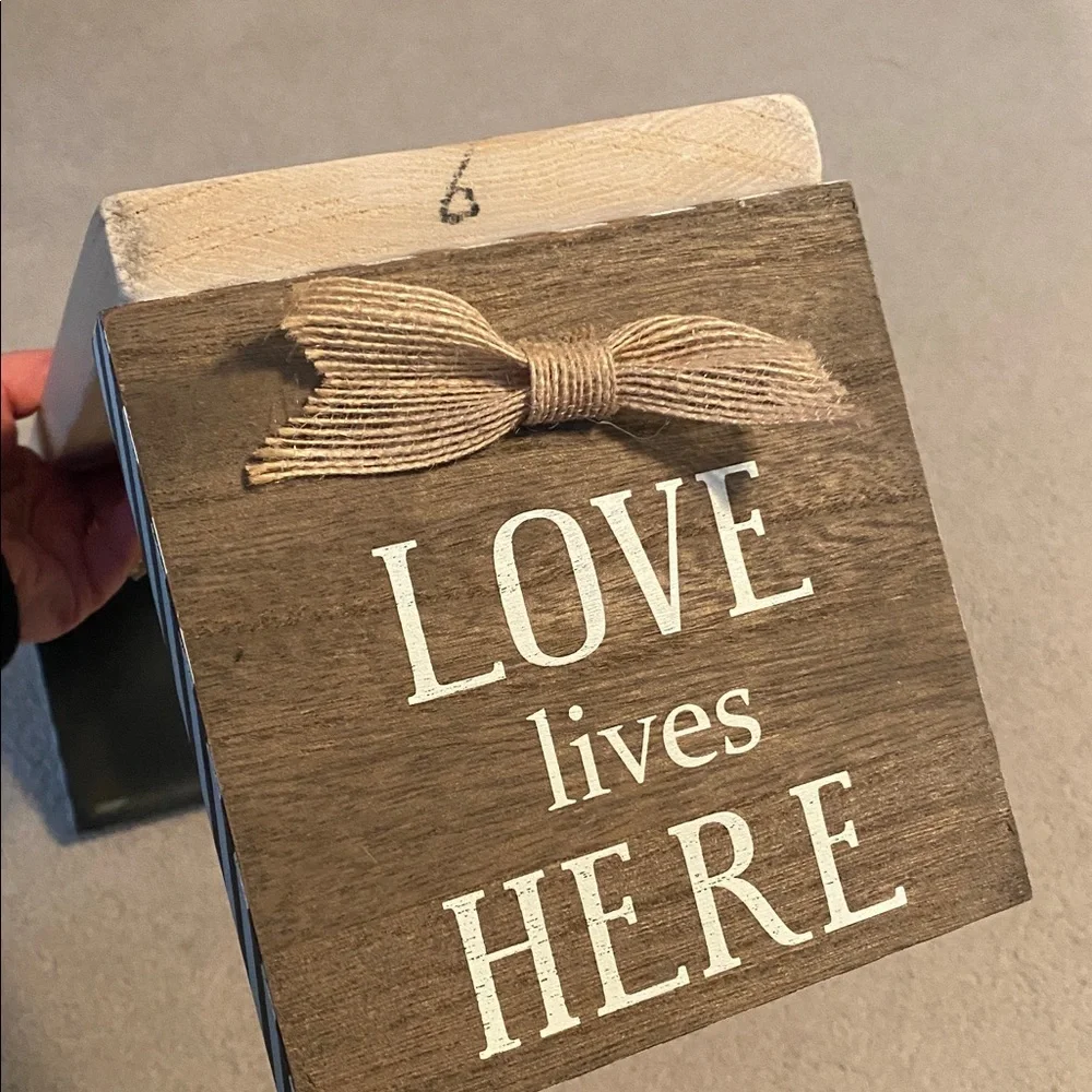 Wooden Shelf with Love Lives Here Sign